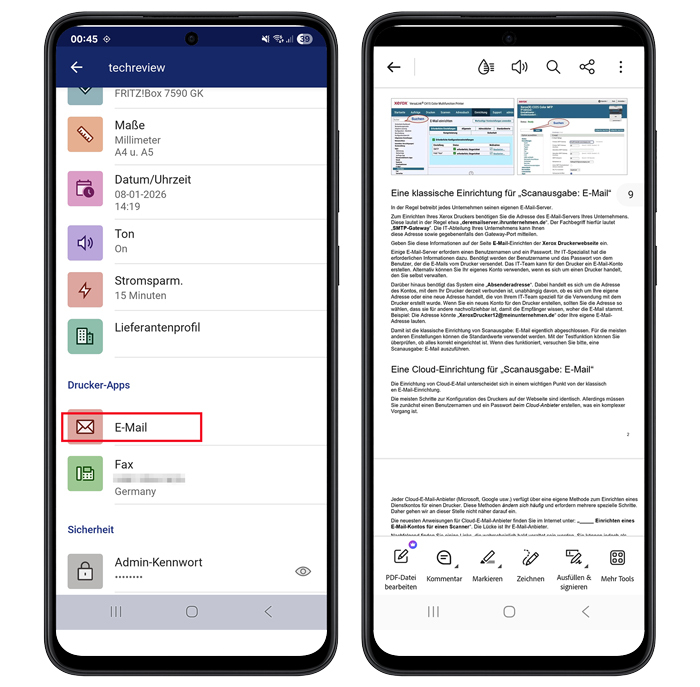 Keine Mailkonto-Konfiguration über die App