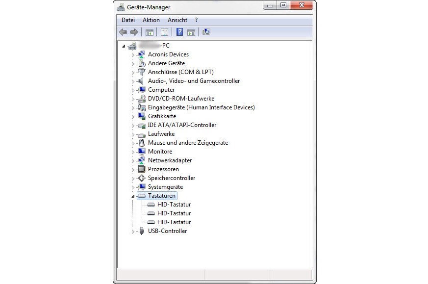 <p>Gerätemanager mit simuliertem Human Interface Device (HIP)</p>