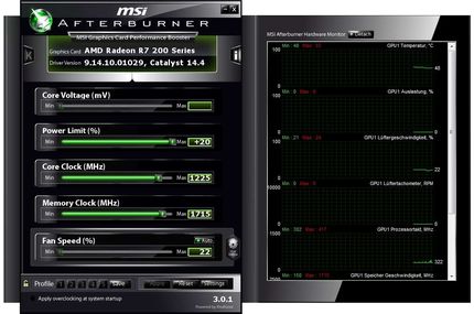 Mit dem MSI Afterburner kümmern wir uns um die Grafikkarte