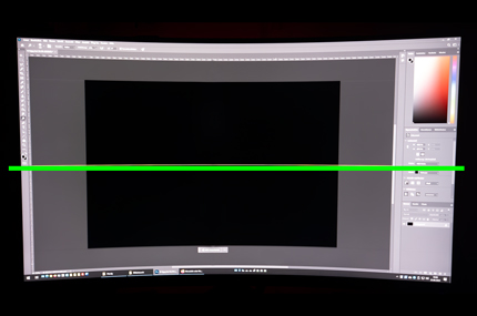Darstellung der subjetiven Verzeichnung von geraden Linien aufgrund der Monitorkrümmung