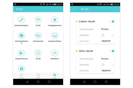 Tether-App: Tools und WLAN Einstellungen