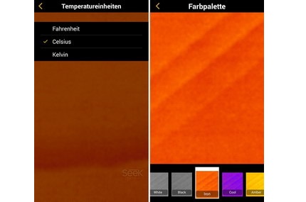 Einstellung der Temperatureinheit und Farbpalette