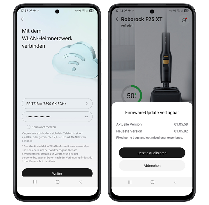 Verbindung mit dem WLAN herstellen + Firmware-Update installieren