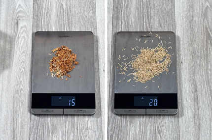 Messung des Gewichts der eingesaugten Menge - vorher/nachher