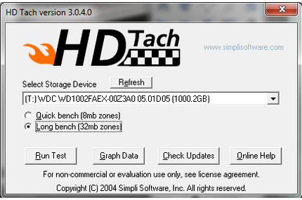 Benchmark mit HD Tach - Long bench